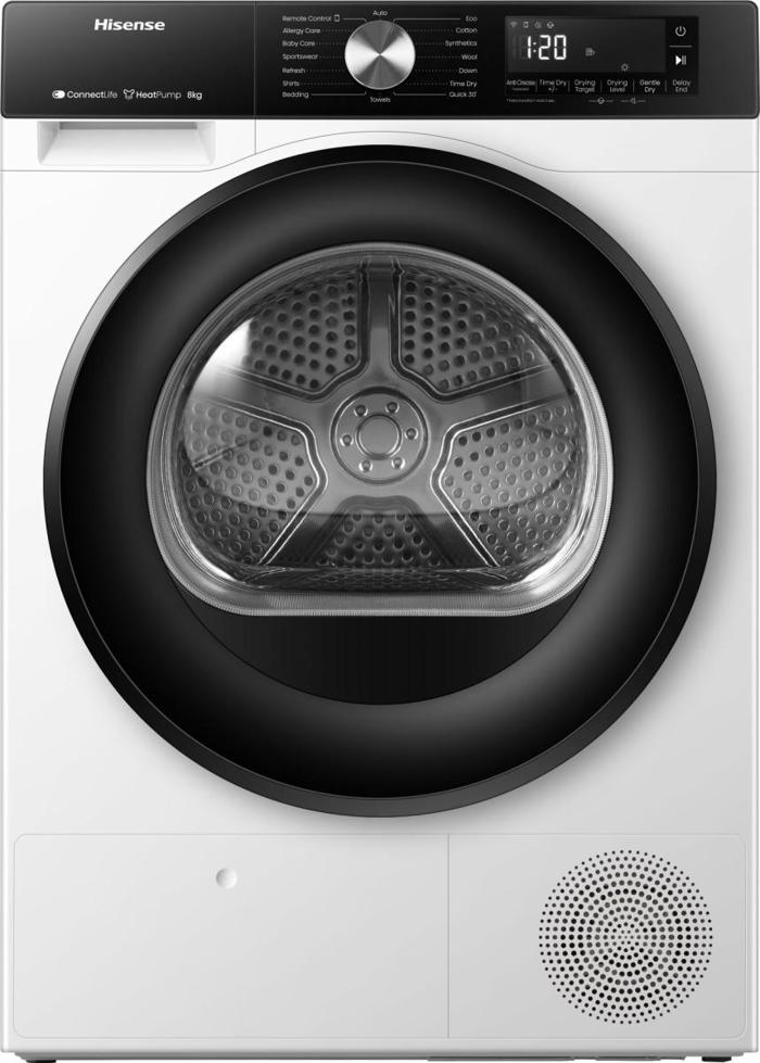 Stegotirio Rouxon Hisense DH3S802BW2 8 kg D me antlia thermotitas.